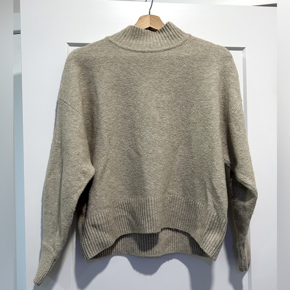 H&M high neck sweater, size S, gently worn, light tan color.